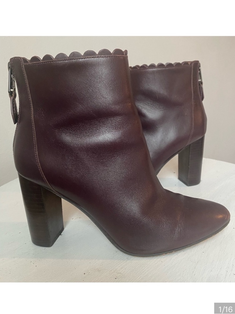 Coach Terence Scallop Soft Shine Ankle Boots Chocolate Brown size 8